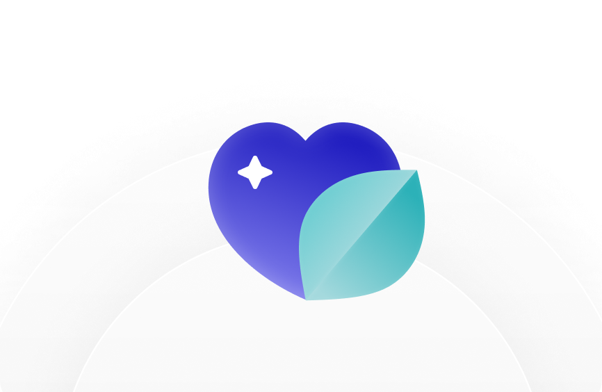 Graphic image of a heart and a plant leaf