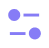 Purple icon with two horizontal lines and circles, one centered, one at the start. Transparent background.
